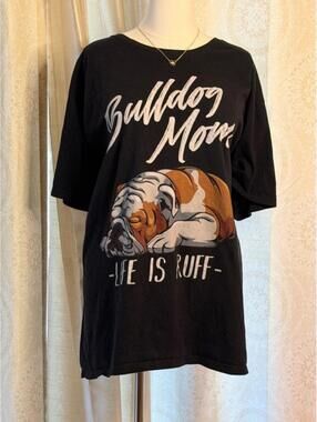 Bulldog Mom Graphic Tee 3XL Black Dog Lover Shirt